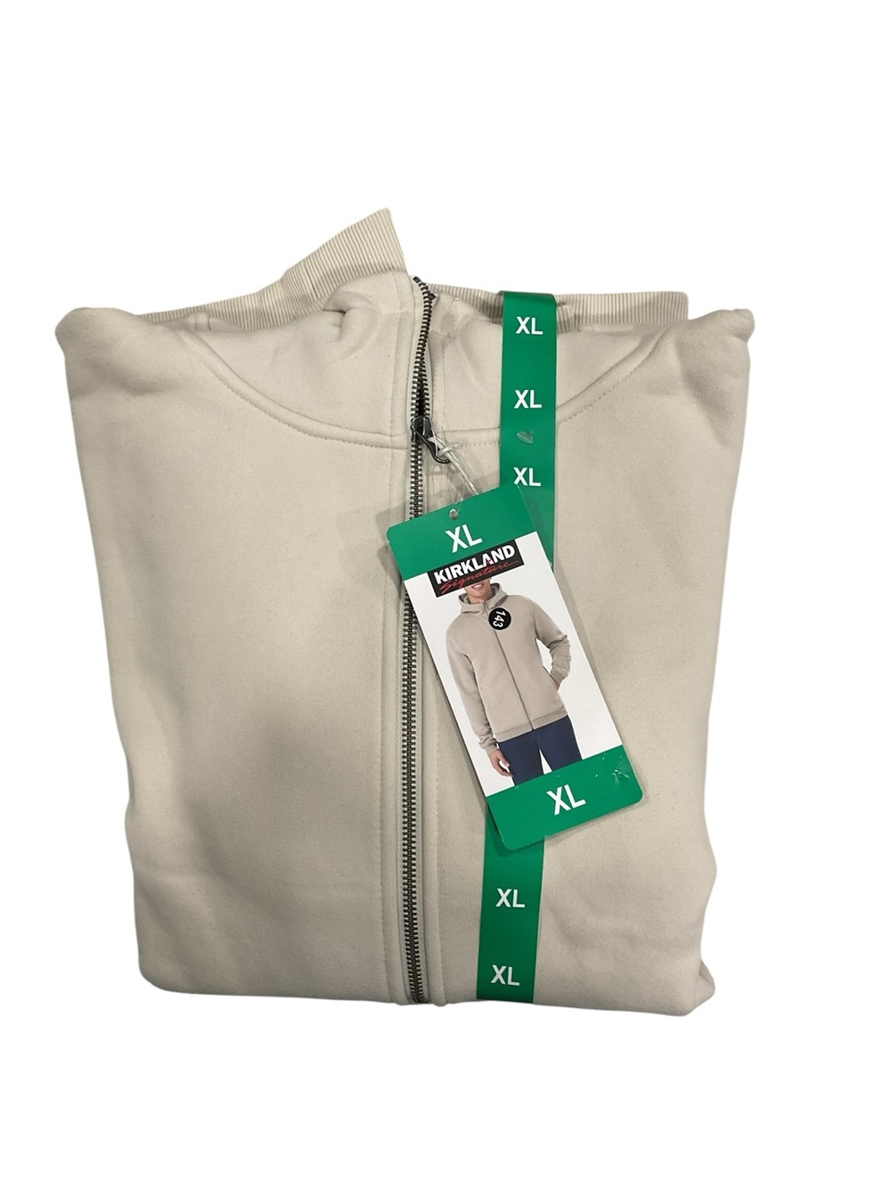 Kirkland Signature Men's Zip-Up Sweater Jacket in Cream